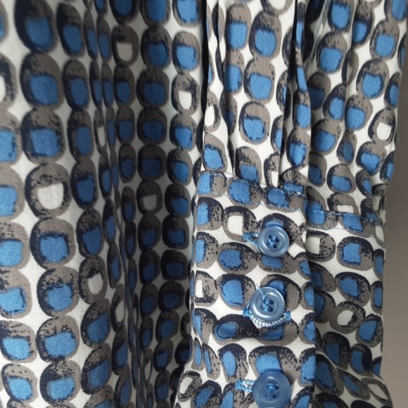 FDJ Blue White Button Down Blouse, 4 - Picture 4 of 11